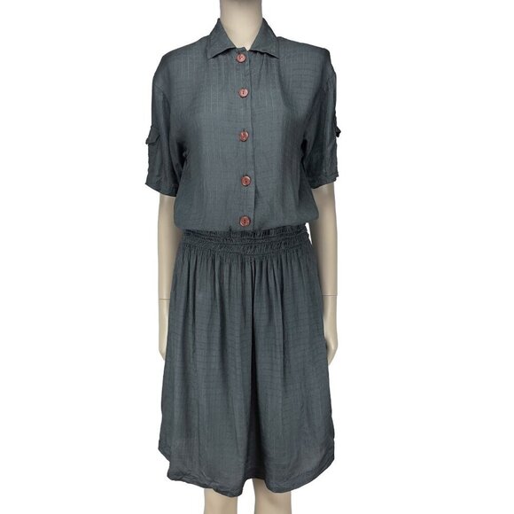 SAKS FIFTH AVENUE VTG Dark Academia Designer Professoral Retro Midi Dress‎ S - Picture 4 of 13